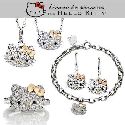 Hello Kitty Silver Rhinestones Jewelry Set
