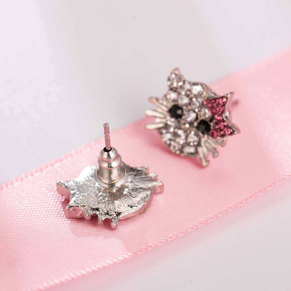 Cute Silver Hello Kitty Stud Earrings